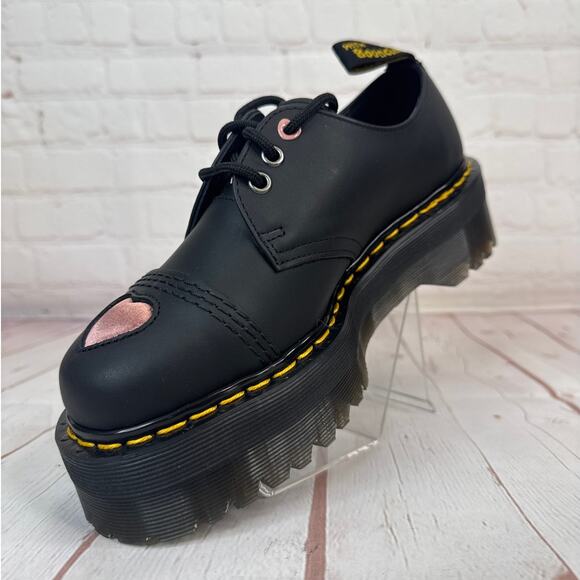 Dr. Martens 1461 Lace Up Quad Heart Leather Platform Shoes Women’s Size 7 - Picture 4 of 10